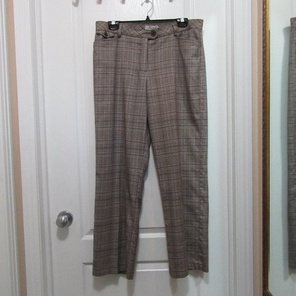 Brown Plaid Ladies Pants size 12P - Jessica  Petite - Picture 1 of 12